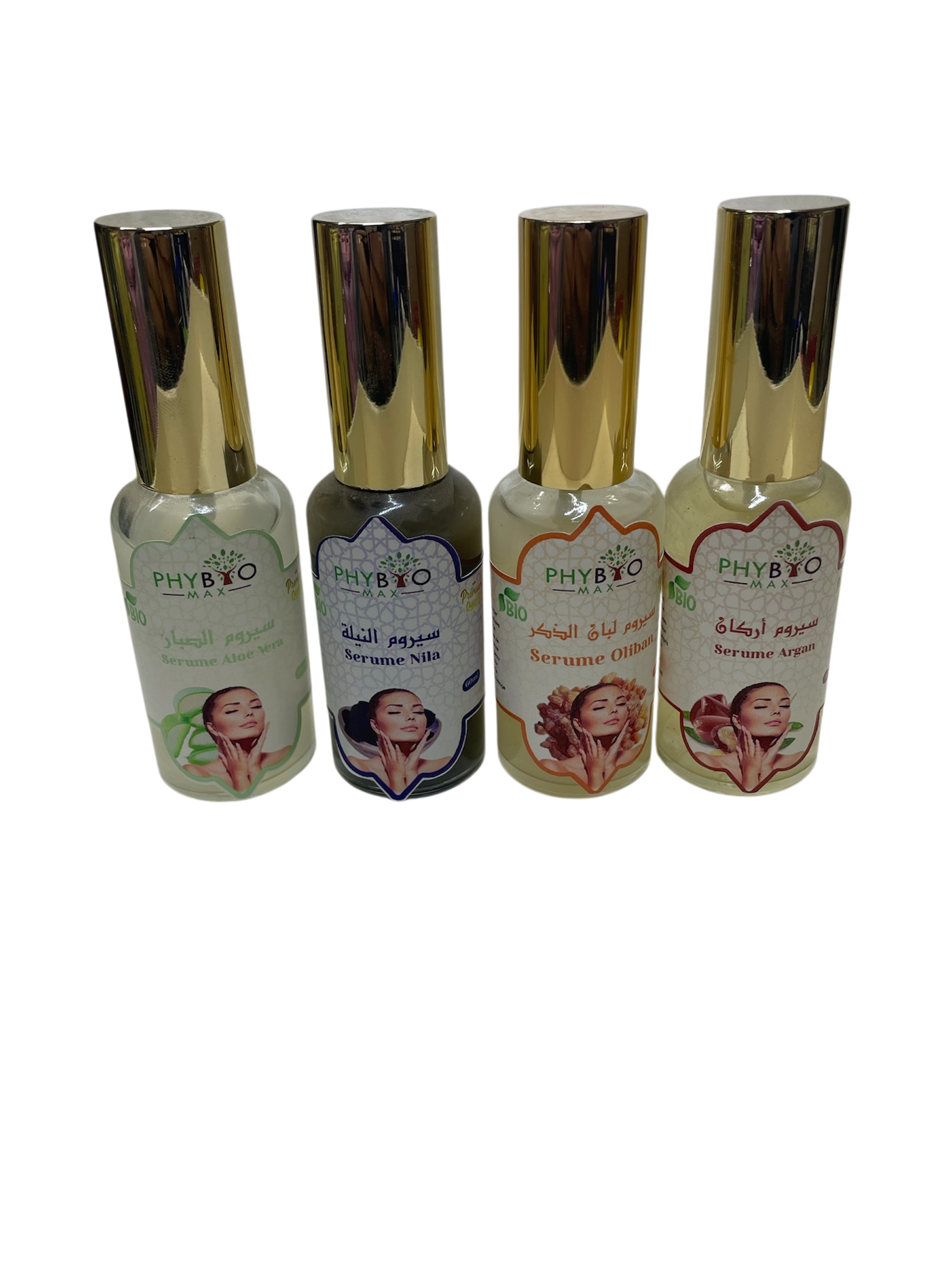 مجموعة سيروم طبيعي للبشرة – نيلة، أركان، أوبونكس وخيار | عناية متكاملة 100%     �